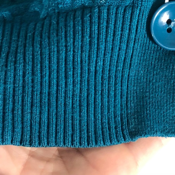 Talbots Petites Sweater Teal Womens Medium Cardigan Pima Cotton Button Up - Picture 4 of 11